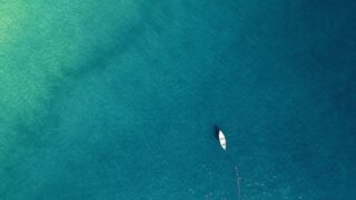 aerial photo of boat on sea