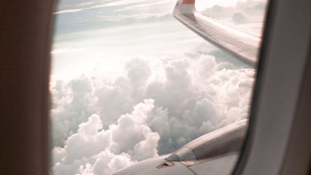 selective focus photo of airplane window