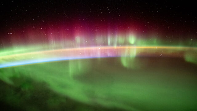 The aurora australis above the southern Indian Ocean