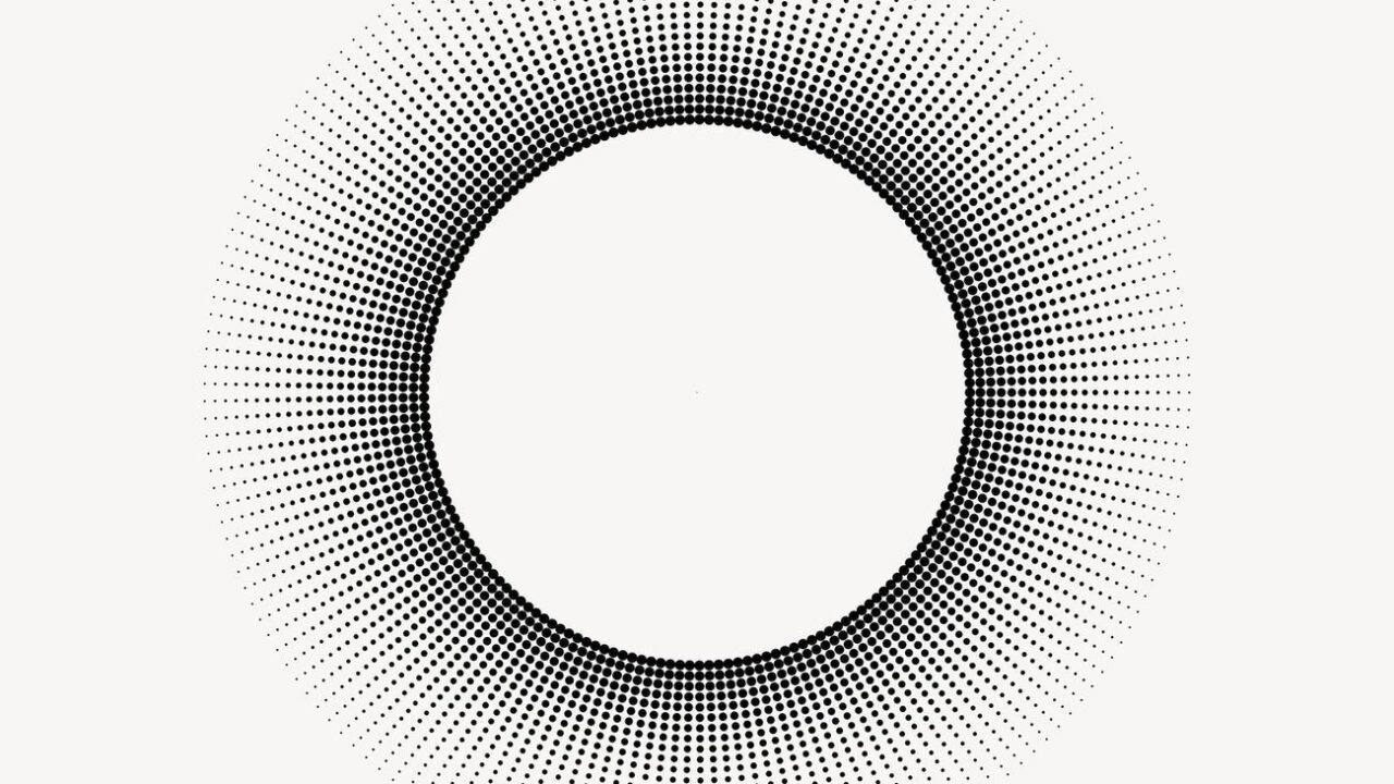 Radial halftone frame, dotted pattern